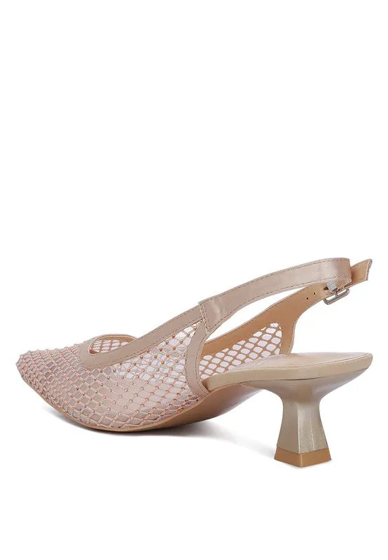 Trendy Mesh Kitten Heel Slingbacks