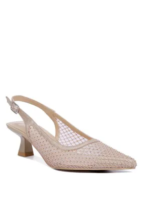 Trendy Mesh Kitten Heel Slingbacks