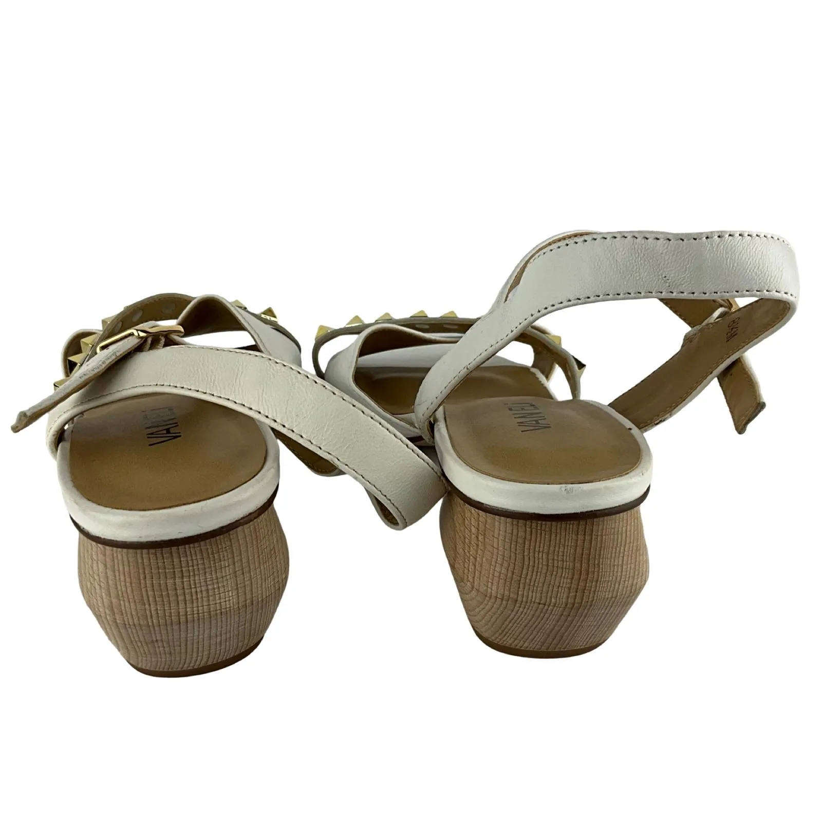 Vaneli Women's Stud Gold Details Filled Mid Top Sandals White Sz 8.5M Pre-Owned