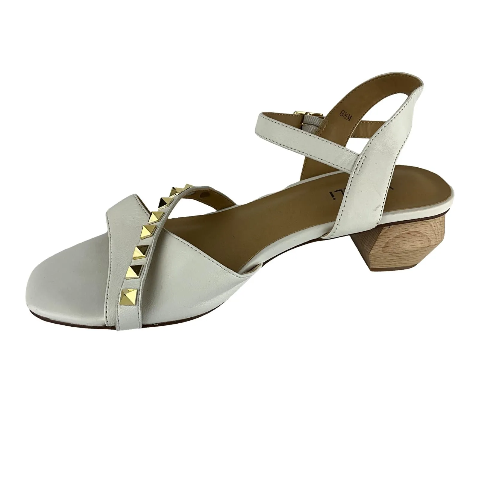 Vaneli Women's Stud Gold Details Filled Mid Top Sandals White Sz 8.5M Pre-Owned