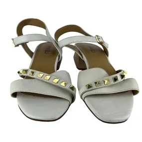 Vaneli Women's Stud Gold Details Filled Mid Top Sandals White Sz 8.5M Pre-Owned