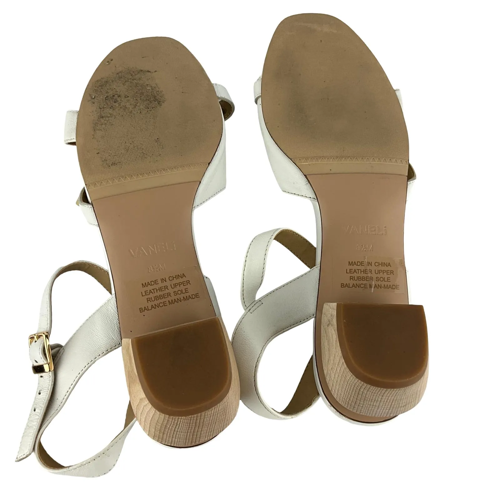 Vaneli Women's Stud Gold Details Filled Mid Top Sandals White Sz 8.5M Pre-Owned