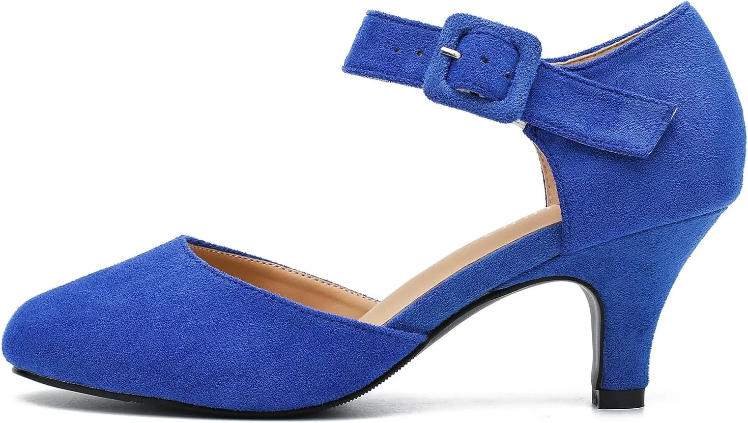 Womens Ankle Strap Kitten Heels Closed Toe Low Heel Dress Shoes Comfortable Vintage Pumps for Women Dressy Bridal Wedding Party