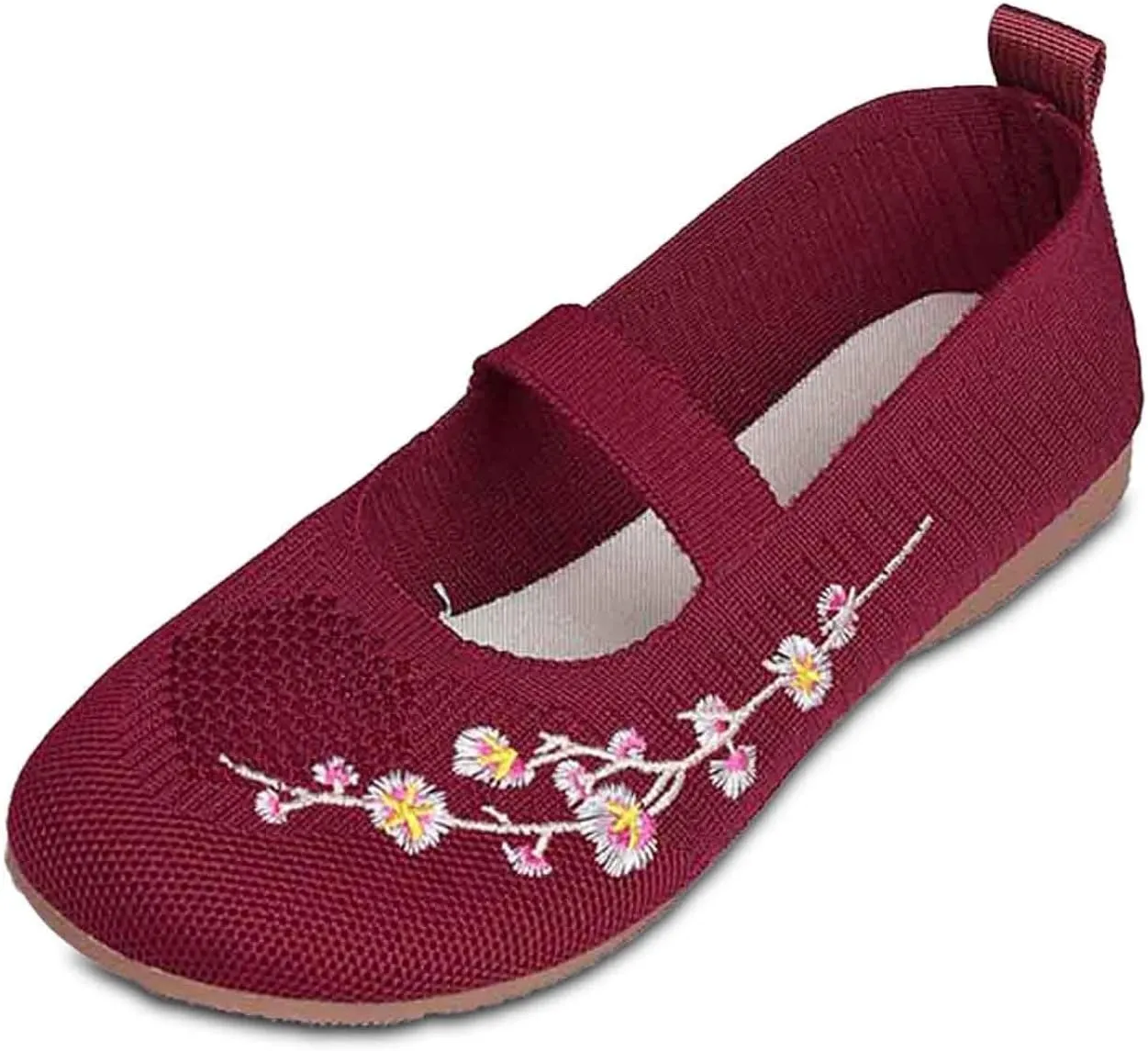 Women's Embroidered Mesh Ballet Comfortable Casual Mary Jane Shoes for Walking Daily Outfits