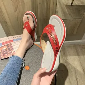 Women's Platform Slide Sandals with Metal Buckle Eye-Catching Short Design for Shoe Film Machine
