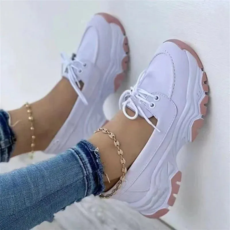 Women's Platform Sneakers - Casual Breathable Sport Design Vulcanized Fashion Tennis Footwear