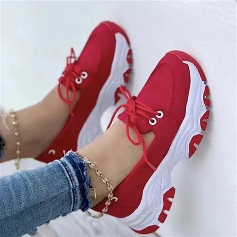 Women's Platform Sneakers - Casual Breathable Sport Design Vulcanized Fashion Tennis Footwear