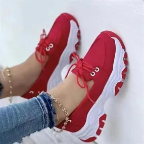 Women's Platform Sneakers - Casual Breathable Sport Design Vulcanized Fashion Tennis Footwear