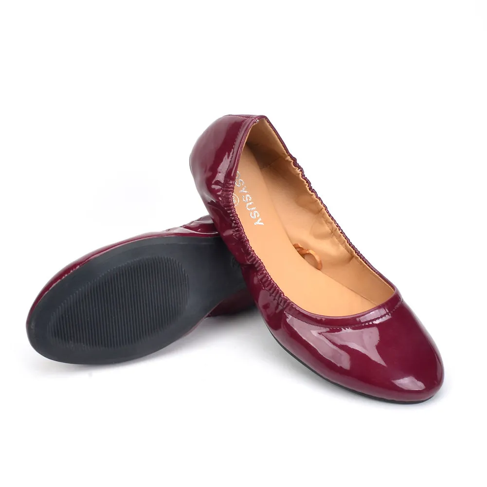 Women's PU patent leather ballet flats | Comfy walk daily casual shoes