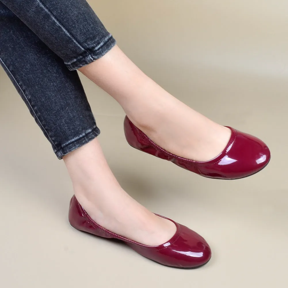 Women's PU patent leather ballet flats | Comfy walk daily casual shoes