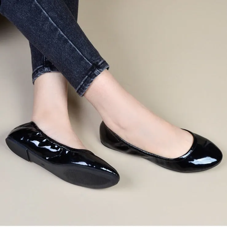 Women's PU patent leather ballet flats | Comfy walk daily casual shoes