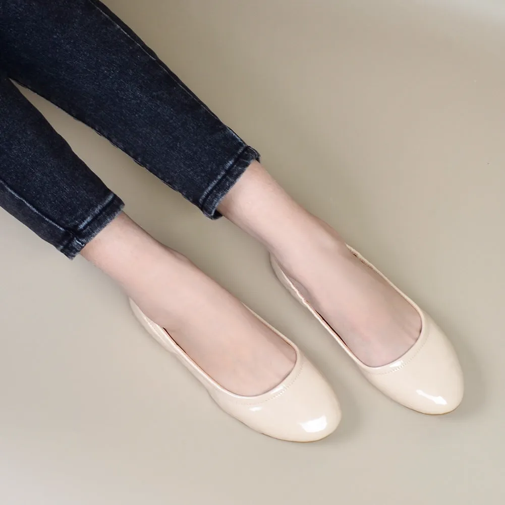Women's PU patent leather ballet flats | Comfy walk daily casual shoes