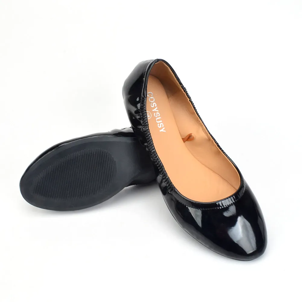 Women's PU patent leather ballet flats | Comfy walk daily casual shoes