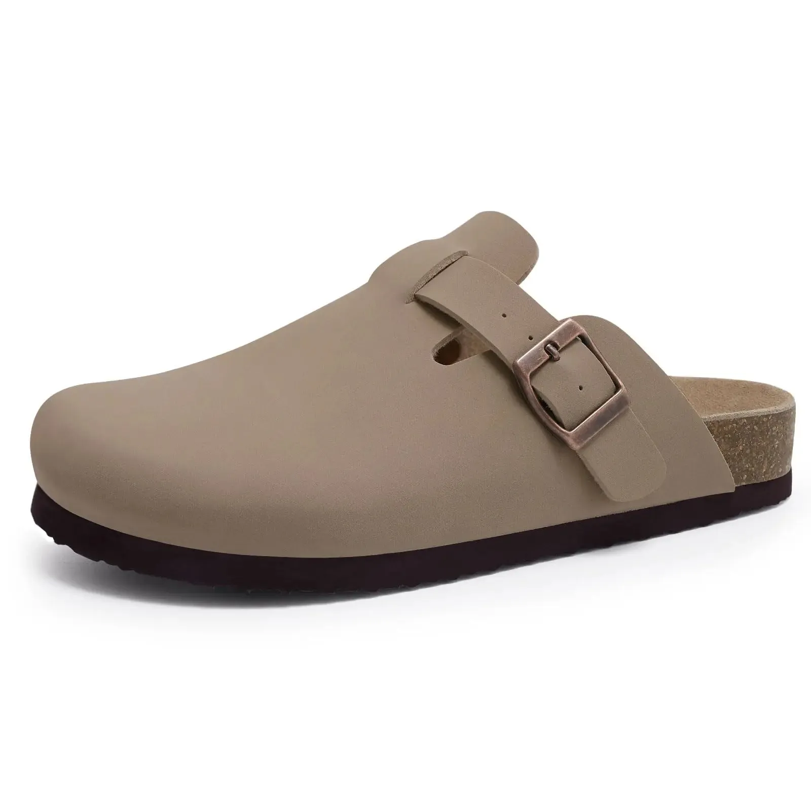 Women's Suede Clogs Cork Insole Mules Slippers With Arch Support