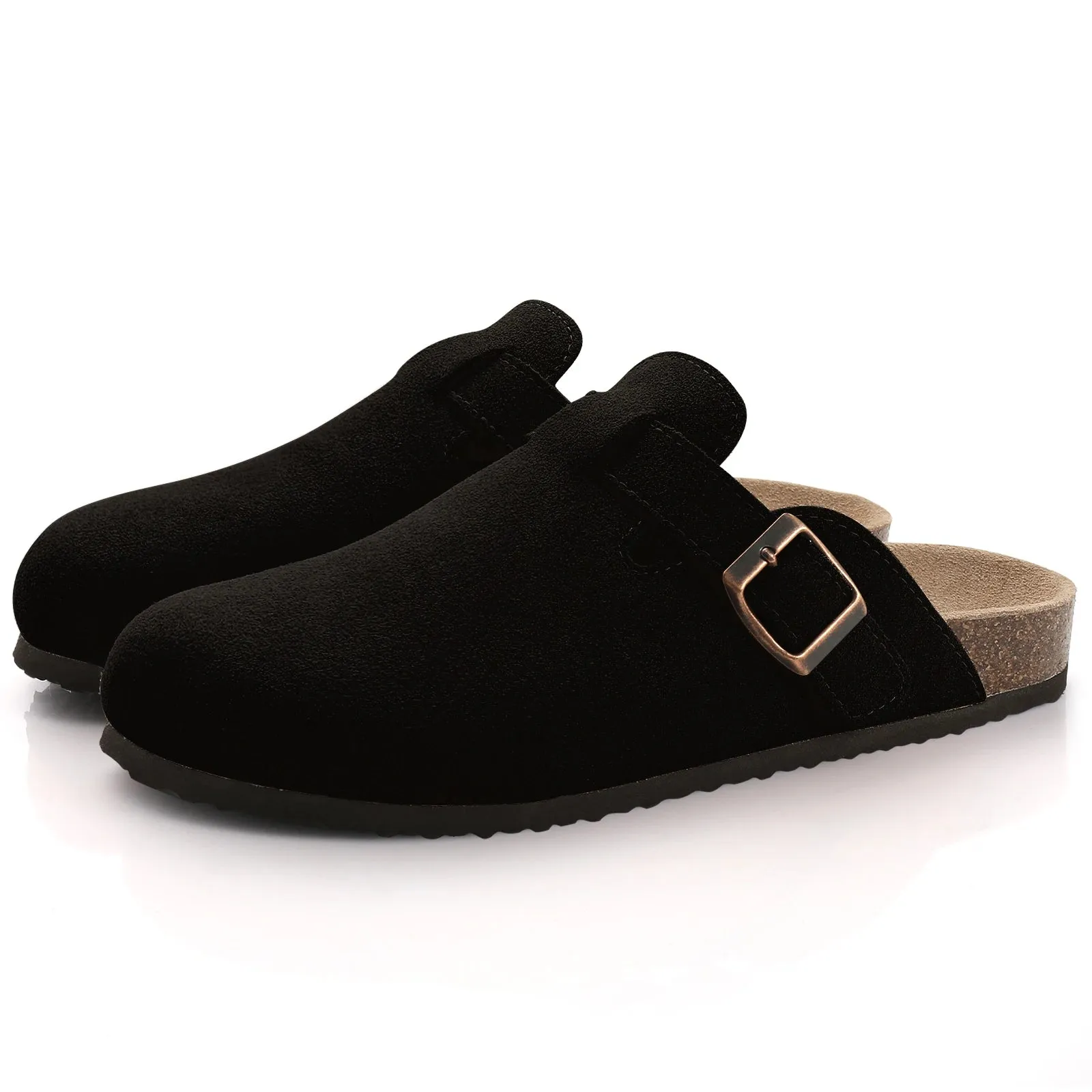Women's Suede Clogs Cork Insole Mules Slippers With Arch Support