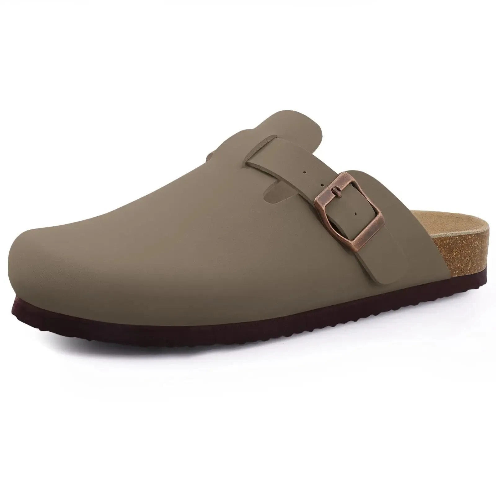 Women's Suede Clogs Cork Insole Mules Slippers With Arch Support