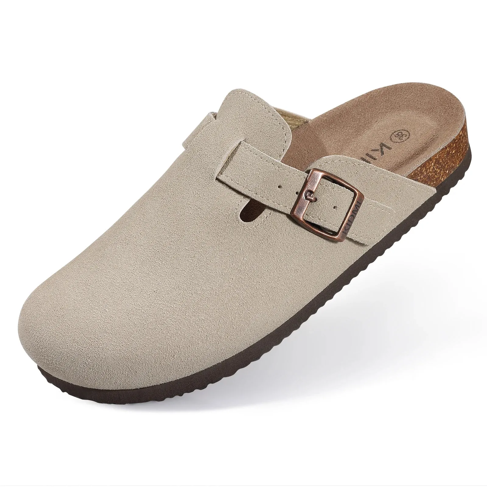 Women's Suede Clogs Cork Insole Mules Slippers With Arch Support