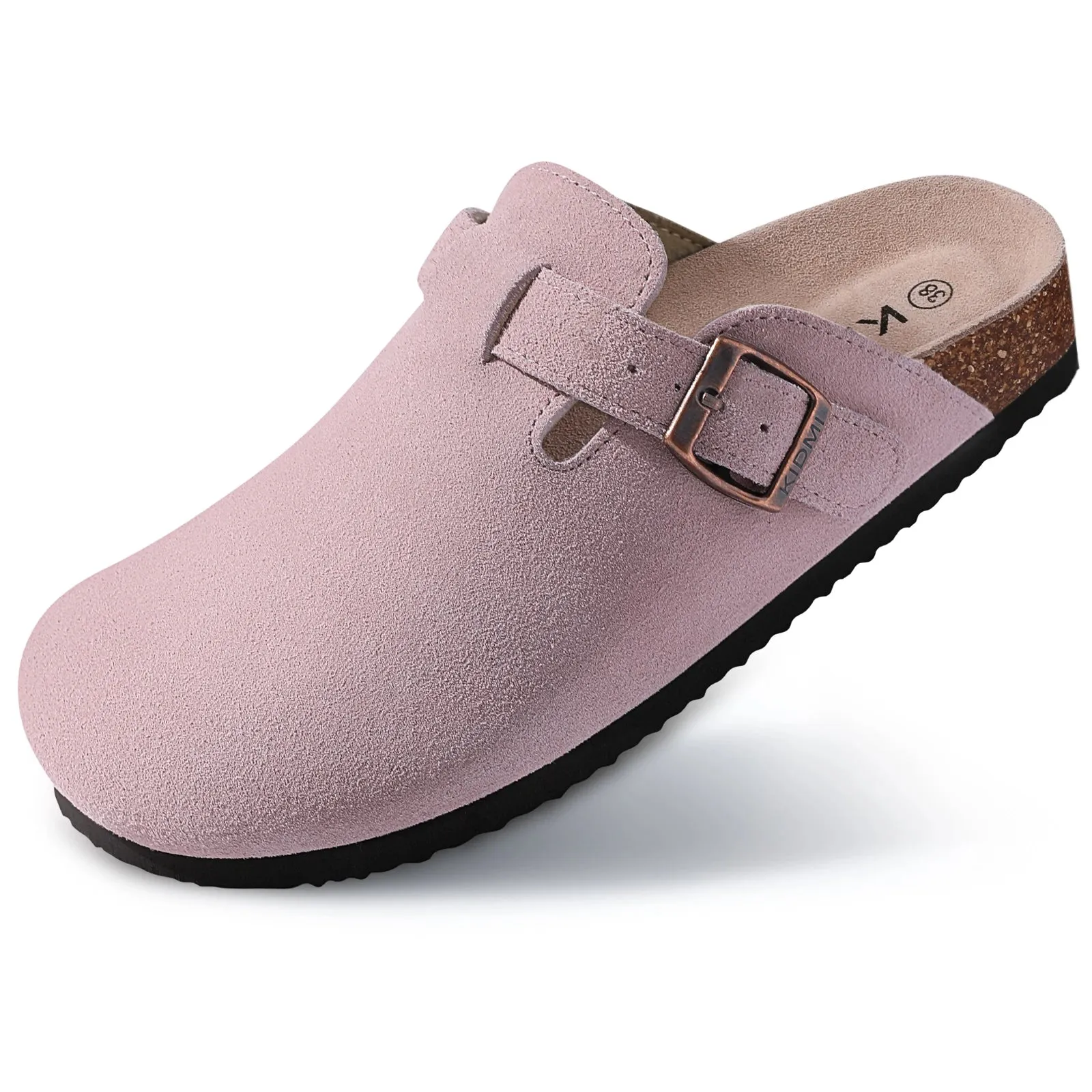 Women's Suede Clogs Cork Insole Mules Slippers With Arch Support