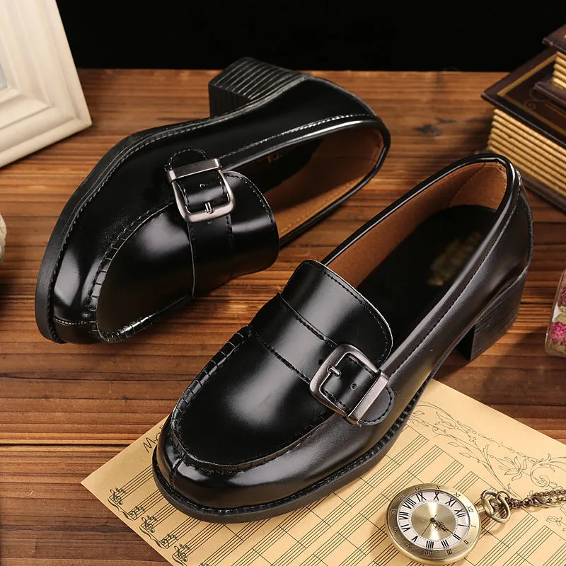 Womens Uniform Low Heel Japanese Style Loafers