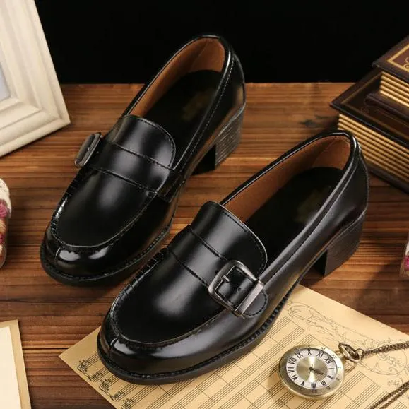 Womens Uniform Low Heel Japanese Style Loafers