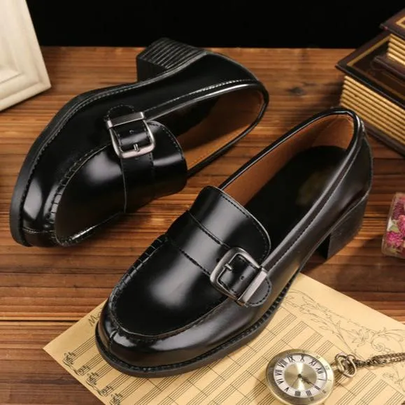 Womens Uniform Low Heel Japanese Style Loafers