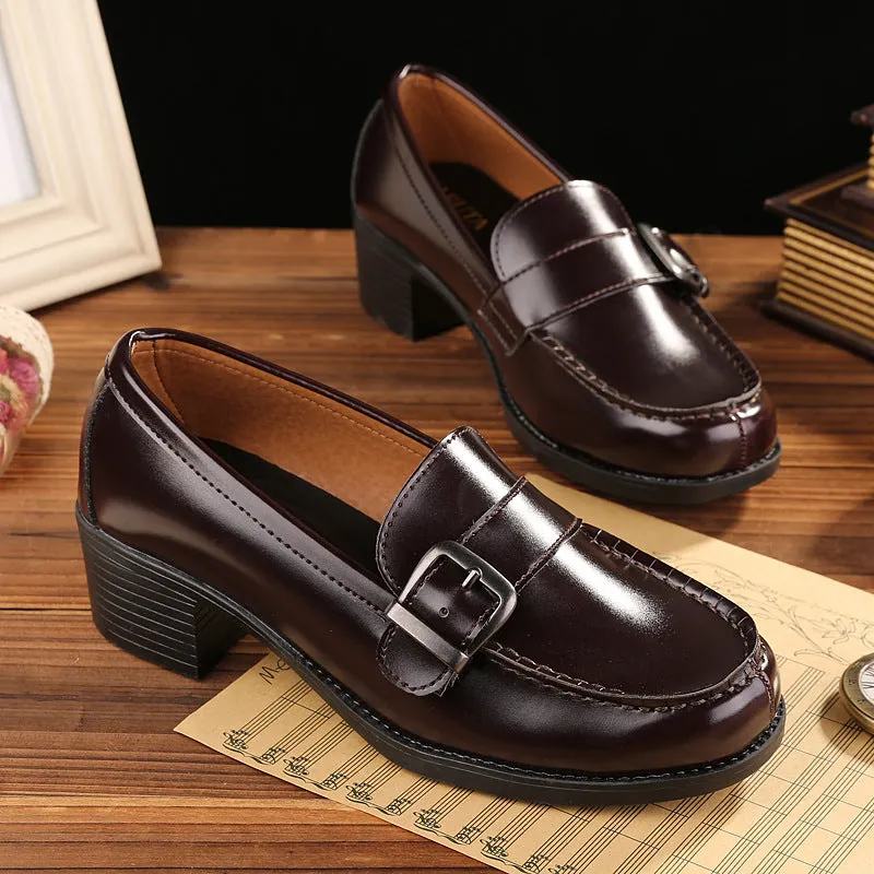 Womens Uniform Low Heel Japanese Style Loafers