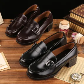 Womens Uniform Low Heel Japanese Style Loafers