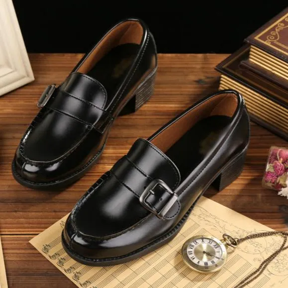 Womens Uniform Low Heel Japanese Style Loafers