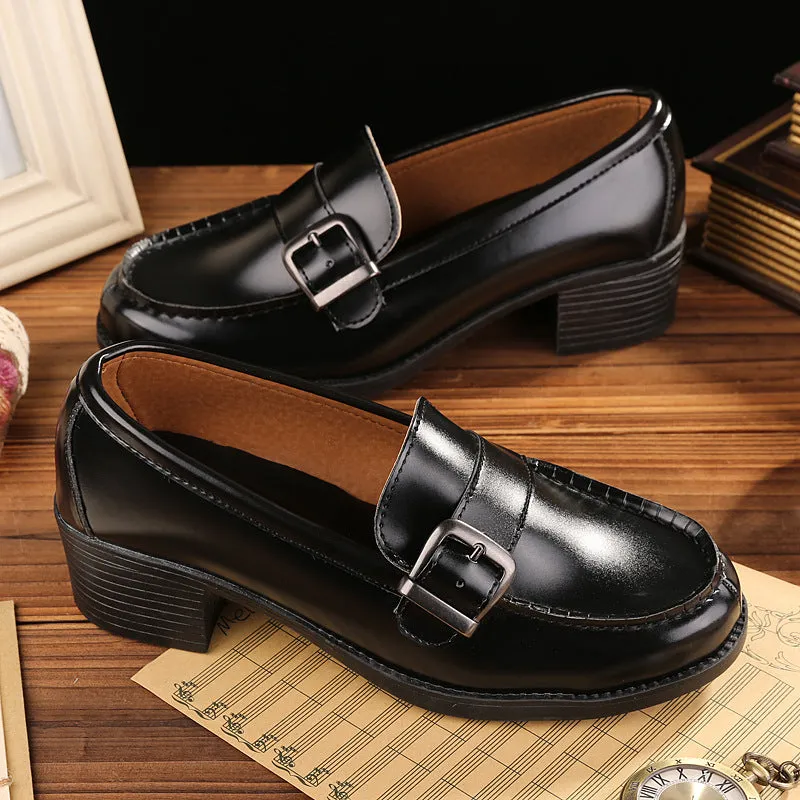 Womens Uniform Low Heel Japanese Style Loafers